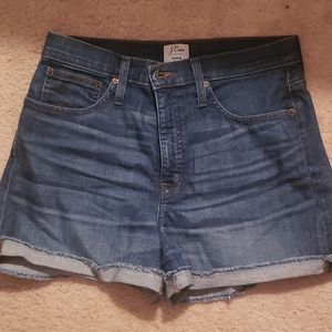 Jcrew high rise rolled cuff denim shorts